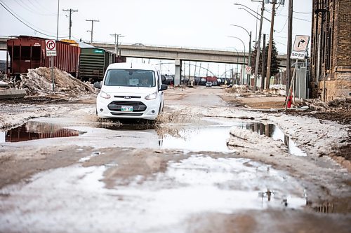 MIKAELA MACKENZIE / WINNIPEG FREE PRESS

Icy ruts and big puddles on Sutherland Avenue in Winnipeg on Tuesday, April 4, 2023. For Malak story.

Winnipeg Free Press 2023.