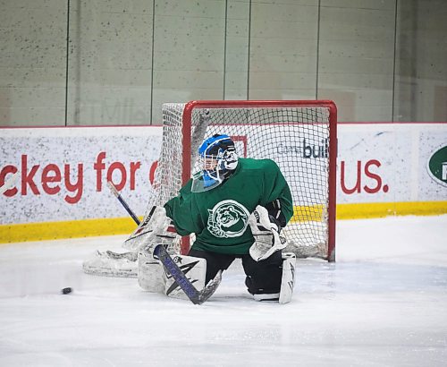 JESSICA LEE / WINNIPEG FREE PRESS

Winnipeg AAA Ice U18 Goaltender Jordyn Nepinak-Sargent is photographed at practice at the Hockey For All Centre on April 5, 2023.
