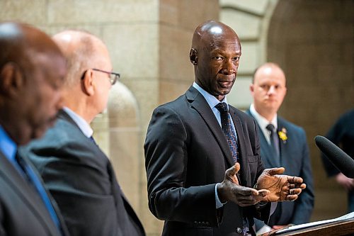 MIKAELA MACKENZIE / WINNIPEG FREE PRESS

Devon Clunis, founder of Clunis Consulting, speaks to the media at an announcement about provincial policing standards at the Manitoba Legislative Building in Winnipeg on Wednesday, April 5, 2023. For Carol story.

Winnipeg Free Press 2023.