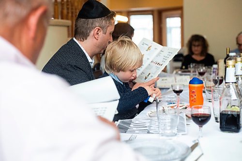 MIKAELA MACKENZIE / WINNIPEG FREE PRESS

Three-year-old Platon Ryabets and his dad Pavel Ryabets, both newcomers from Ukraine, take part in a Seder dinner marking the start of Passover in the Chodirker household in Winnipeg on Wednesday, April 5, 2023. Standup.

Winnipeg Free Press 2023.