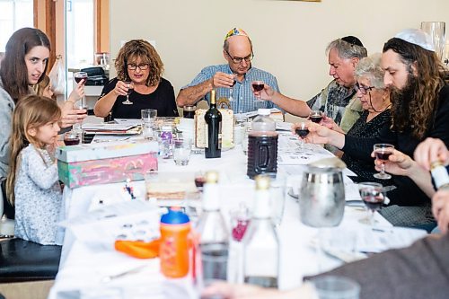 MIKAELA MACKENZIE / WINNIPEG FREE PRESS

Gina and Bernie Chodirker lead ceremonies at a Seder dinner marking the start of Passover in the Chodirker household in Winnipeg on Wednesday, April 5, 2023. Standup.

Winnipeg Free Press 2023.