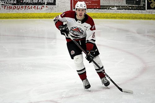 Virden Oil Capitals defenceman Ty Plaisier had a goal and an assist in Friday's 4-3 double overtime loss to the Portage Terriers in the opening game of a Manitoba Junior Hockey League semifinal matchup at Stride Place. (Lucas Punkari/The Brandon Sun)