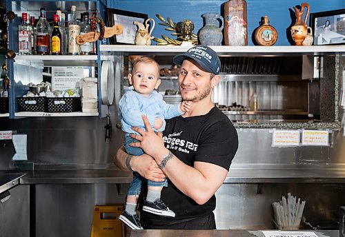 JESSICA LEE / WINNIPEG FREE PRESS

Dimitri Ifantis and his son, George Ifantis, pose for a photo at the original restaurant Ifantis opened on St. Mary&#x2019;s Road on April 12, 2023, named George&#x2019;s Burger and Subs. Ifantis is opening his eighth restaurant at the former Monstrosity Burger site.

Reporter: Gabby Piche