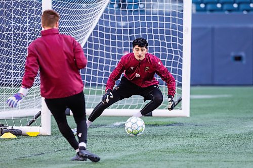 MIKAELA MACKENZIE / WINNIPEG FREE PRESS

Goal keeper Rayane Yesli does drills at Valour FC practice at IG Field in Winnipeg on Wednesday, April 12, 2023. For Josh story.

Winnipeg Free Press 2023.