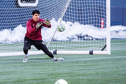 MIKAELA MACKENZIE / WINNIPEG FREE PRESS

Goal keeper Rayane Yesli does drills at Valour FC practice at IG Field in Winnipeg on Wednesday, April 12, 2023. For Josh story.

Winnipeg Free Press 2023.