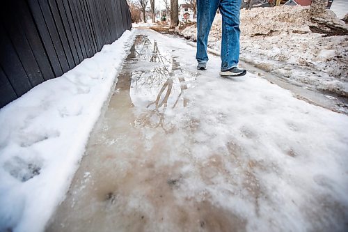 MIKAELA MACKENZIE / WINNIPEG FREE PRESS

Brian Spottar goes for a walk on slushy, icy sidewalks in River Heights on Monday, April 10, 2023. For Brent Bellamy story.

Winnipeg Free Press 2023.