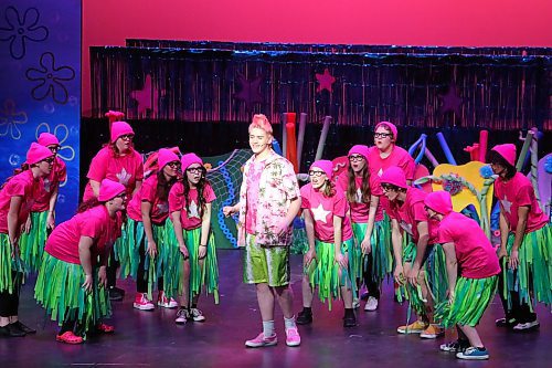 Drama student Noah Fulford (as Patrick Star) adopts a messiah complex during Crocus Plains' Saturday afternoon performance of "The SpongeBob Musical" in Brandon. (Kyle Darbyson/The Brandon Sun)