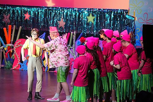 Drama student Noah Fulford (as Patrick Star) adopts a messiah complex during Crocus Plains' Saturday afternoon performance of "The SpongeBob Musical," much to the frustration of Lucas Park (as SpongeBob SquarePants). (Kyle Darbyson/The Brandon Sun)