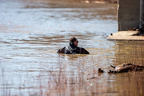 MIKAELA MACKENZIE / WINNIPEG FREE PRESS

Police search the river banks near the Alexander docks in Winnipeg on Monday, April 17, 2023. For Chris Kitching story.

Winnipeg Free Press 2023.