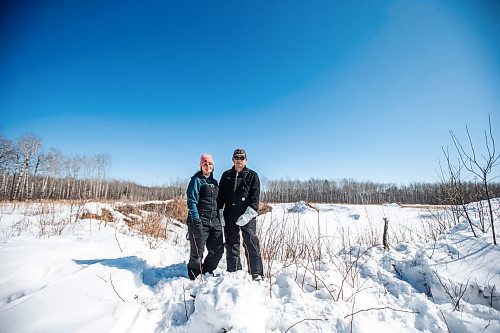 MIKAELA MACKENZIE / WINNIPEG FREE PRESS

Georgina and Josh Mustard pose for a photo on the land where a proposed sand processing site borders their property near Anola on Friday, March 24, 2023. The land has already been clear cut in preparation for the facility. For JS story.

Winnipeg Free Press 2023.