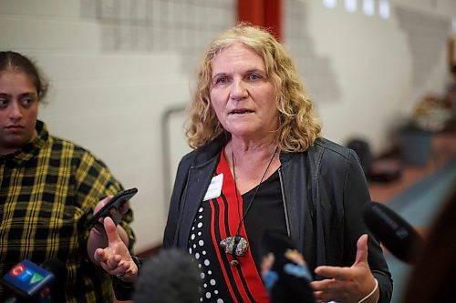 Mike Deal / Winnipeg Free Press
Scientist, Dr. Cheryl Forchuk, who has been working closely with the several Federal Government agencies (PHAC and Reaching Home) to work on generating more accurate National numbers on homelessness across the country, speaks during a national homelessness forum that took place Tuesday at Sergeant Tommy Prince Place, 90 Sinclair Street.
230418 - Tuesday, April 18, 2023.