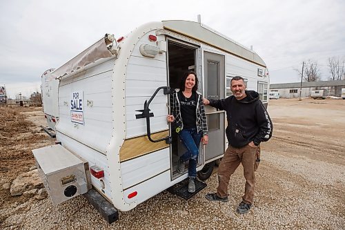 Mike Deal / Winnipeg Free Press
Stu Pynoo and Maegan Clerihew are the duo behind ReVolution Trailers, 1480 Springfield Road, which is all about recycling, reusing and rehoming as many trailer parts as possible in an effort to reduce the number of travel trailers being dumped into landfills. They will update tired and broken trailers into &#x201c;something extraordinary&#x2019;.
See AV Kitching story
230413 - Thursday, April 13, 2023.