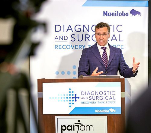 RUTH BONNEVILLE / WINNIPEG FREE PRESS 

LOCAL - surgery task force

The Manitoba Government holds press conference with provincial task force leaders on reduced diagnostic and surgery backlogs at Pan Am Clinic Wednesday. 

Dr. Ed Buchel, surgical lead on the task force steering committee, talks to the media at presser.  

April 19th, 2023