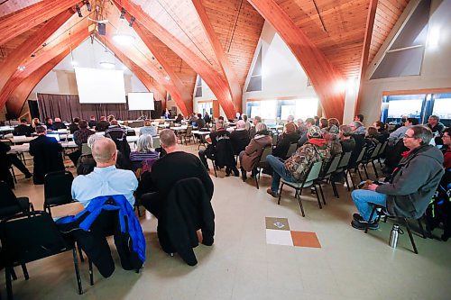 JOHN WOODS / WINNIPEG FREE PRESS
Residents and interested parties attend a Clean Environment Commission hearing with respect to a proposed silica sand mine near Springfield in Steinbach, Monday, March 6, 2023. The mine has been contested by local residents and environmental groups.

Re: rutgers