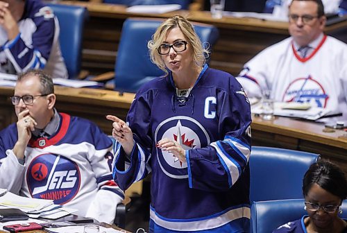 RUTH BONNEVILLE / WINNIPEG FREE PRESS 

Local - Leg QP 

Photo of minister Rochelle Squires during QP Thursday. 

MLA&quot;s banter in question period during session at the Legislative building Thursday. 

April 20th, 2023