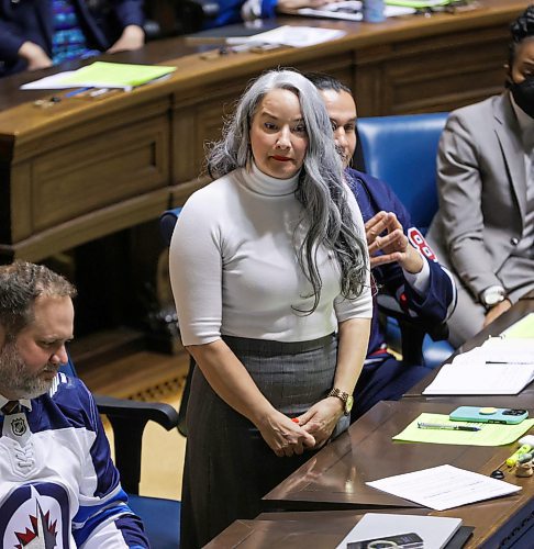 RUTH BONNEVILLE / WINNIPEG FREE PRESS 

Local - Leg QP 

Photo of  Minister Nahanni Fontaine during QP Thursday. 

MLA&quot;s banter in question period during session at the Legislative building Thursday. 

April 20th, 2023