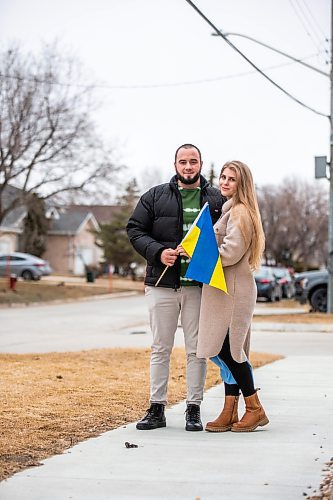MIKAELA MACKENZIE / WINNIPEG FREE PRESS

Ivan Partsei and his wife, Vasylyna Kobuta, pose for a photo in their neighbourhood in Winnipeg on Thursday, April 20, 2023. They are organizing a community cleanup as a way of saying thank you for the support they have received from Manitobans since they arrived eight months ago. 
For Chris story.

Winnipeg Free Press 2023.