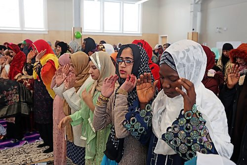 Members of Manitoba’s Muslim community gathered at the Provincial Exhibition of Manitoba Display Building No. II in Brandon on Friday morning in celebration of Eid al-Fitr. (Tim Smith/The Brandon Sun)