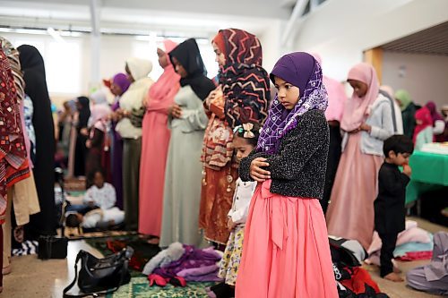 Members of Manitoba’s Muslim community gathered at the Provincial Exhibition of Manitoba Display Building No. II in Brandon on Friday morning in celebration of Eid al-Fitr. (Tim Smith/The Brandon Sun)