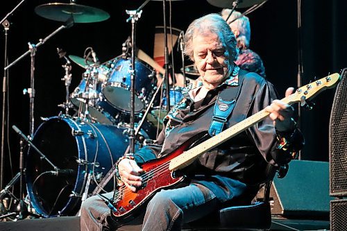 Stampeders bassist Ronnie King, now in his mid-70s, performed sitting down and standing up during the classic Canadian rock band's most recent show in Brandon this past weekend. (Kyle Darbyson/The Brandon Sun)
