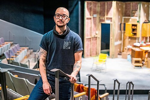 MIKAELA MACKENZIE / WINNIPEG FREE PRESS

Elio Zarrillo, playwright of PTE's world premiere of Volare, poses for a portrait during rehearsal at the PTE in Winnipeg on Tuesday, April 25, 2023. The piece is a family comedy and drama  centred on a house in Northern Italy. For Jen story.

Winnipeg Free Press 2023.