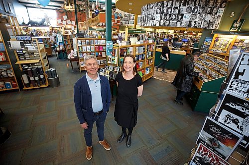 Mike Deal / Winnipeg Free Press
Chris Hall,&#xa0;Co-Owner&#xa0;McNally&#xa0;Robinson Booksellers, and Angela Torgerson, General Manager, at the Grant Park store.
See Ben Sigurdson story
230410 - Monday, April 10, 2023.