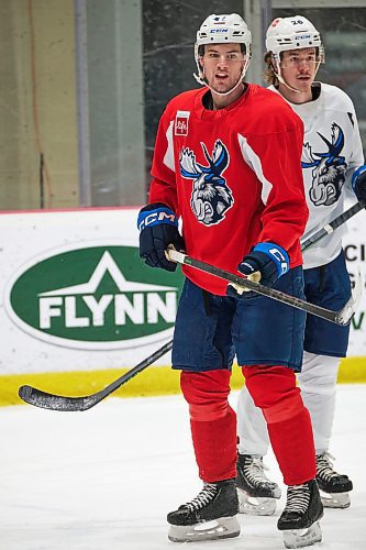 MIKE DEAL / WINNIPEG FREE PRESS
Manitoba Moose defenceman Declan Chisholm (#47) during practice at the Hockey For All Centre Thursday.
230126 - Thursday, January 26, 2023.