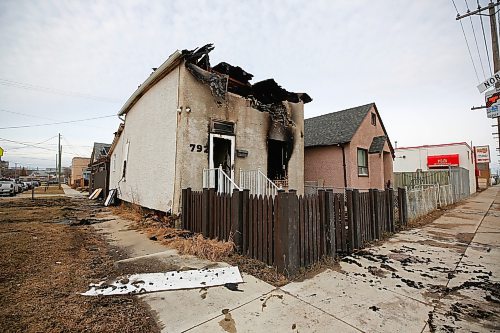 MIKE DEAL / WINNIPEG FREE PRESS
The house at 792 Logan Avenue will be demolished after the second fire there in the past six months.
WFPS crews were sent to the vacant two-storey house around 12:30 a.m. Wednesday. 
230426 - Wednesday, April 26, 2023