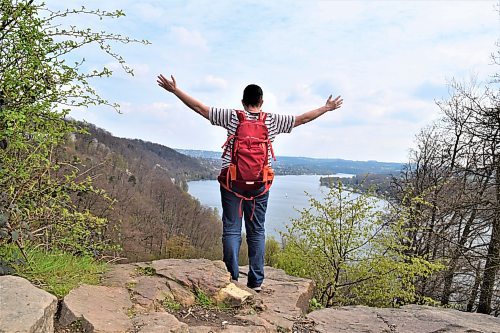 Photos by Steve MacNaull / Winnipeg Free Press
Guide Diana Blinkert takes in the view of Baldency Lake from ‘The Rock’.