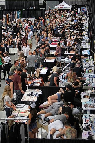 Ruth Bonneville / Winnipeg Free Press


Overhead crowd shot of the inaugural Winnipeg Tattoo Convention Saturday, on all weekend,  at Red River Exhibition Park. The three-day event is billed as a &quot;celebration of tattoo art, culture, craftsmanship and self-expression&#x201d; and features more than 200 artists.

Standup photo or could be used for Randy's story Monday.

Aug 19, 2017