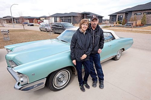 27042023
Norm and Val Poersch with their 1965 Pontiac Parisienne at their home in Brandon. (Tim Smith/The Brandon Sun)