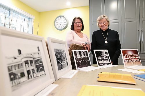 Della Mansoff and Beverley Hicks pose with memorabilia representing 100 years of psychiatric nursing in Brandon. (Tim Smith/The Brandon Sun)