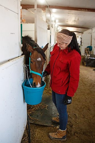 Mike Deal / Winnipeg Free Press
Horse groomer Tetiana Dneprovska in trainer Devon Gittens barn has found a home in Winnipeg after escaping the war in Ukraine.
See George Williams story.
230428 - Friday, April 28, 2023.