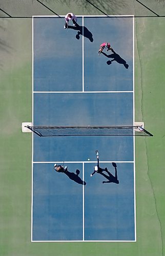 280423
Members of the Brandon Pickleball Club play matches at the Stanley Park pickleball courts on a sunny Friday morning. (Tim Smith/The Brandon Sun)