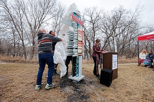 RUTH BONNEVILLE / WINNIPEG FREE PRESS 

LOCAL - Dawson Trail unveiling 

An unveiling ceremony of a new interpretive landmark on the Dawson Trail took place along the Seine River Parkway near Provencher Blvd. Wednesday. 

Pierrette Sherwood, Chair of the Dawson Trail Arts &amp; Heritage Tour Initiative, along with supporters,  took part in unveilingl a new trail marker that designates the original western terminus of this first all-Canadian road to link the East and West built upon the First Nation trails thousands of years older.  

The Dawson Trail Commemorative Project is the culmination of a community-based, inter-regional initiative launched four years ago by volunteers of the Dawson Trail Arts and Heritage Tours with a goal to uncover and revive he rich history of the Dawson Trail in Manitoba. 

See Shelly's story 

April 26th, 2023