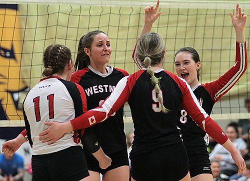 Westman Volleyball Club's Anne Gravelle, second from left, was named a tourament all-star. (Thomas Friesen/The Brandon Sun)