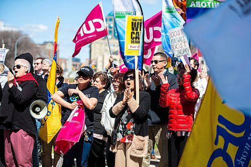 MIKAELA MACKENZIE / WINNIPEG FREE PRESS
 
Union activists rally at the Legislature on May Day in Winnipeg on Monday, May 1, 2023. One-third of PSAC members are currently still on strike.

Winnipeg Free Press 2023.