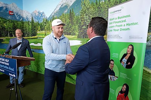 RUTH BONNEVILLE / WINNIPEG FREE PRESS 

BIZ - young entrepreneurs
 
Economic Development, Investment and Trade Minister Jeff Wharton holds press conference to announce new Startup funding for young entrepreneurs at Avid Golf Tuesday. 

Luc Buhunicky, founder, CEO, Avid Golf talks to Trade Mnister Jeff Wharton after speaking at the event Tuesday. 


See Gabby's story.

May 2nd, 2023