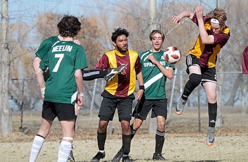 The Crocus Plainsmen beat the Neelin Spartans 3-1 in Brandon High School Soccer League varsity boys' action at Crocus on Wednesday. (Thomas Friesen/The Brandon Sun)