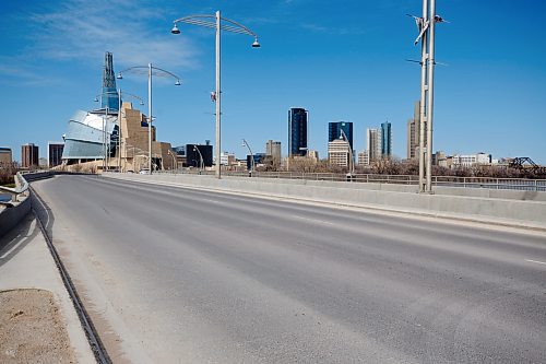 Mike Deal / Winnipeg Free Press
Then/Now
The Downtown skyline taken from the esplanade Riel with the Provencher Bridge in the foreground.
230503 - Wednesday, May 03, 2023.