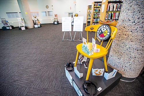 MIKAELA MACKENZIE / WINNIPEG FREE PRESS
 
The Wikwemikong Nursing Home chair in the COVID in the House of Old exhibit at Millennium Library in Winnipeg on Thursday, May 4, 2023. For arts story.

Winnipeg Free Press 2023.