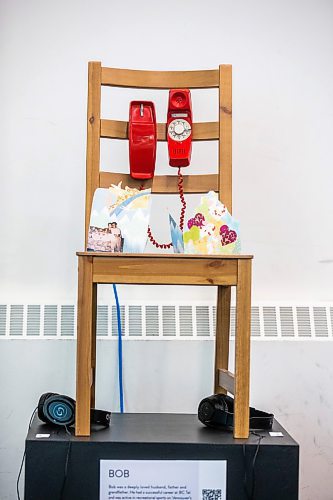 MIKAELA MACKENZIE / WINNIPEG FREE PRESS
 
Bob&#x573; chair in the COVID in the House of Old exhibit at Millennium Library in Winnipeg on Thursday, May 4, 2023. For arts story.

Winnipeg Free Press 2023.