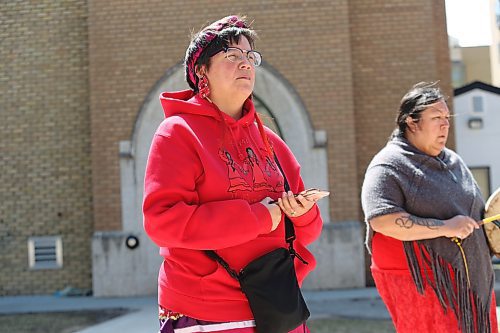 Brandon University student Denise Henry-Sinclair uses Friday's Red Dress Day ceremony to raise awareness for her mother's friend Dianne Bignell, who went missing from the community of Thompson in May 2018 and hasn't been seen since. (Kyle Darbyson/The Brandon Sun)