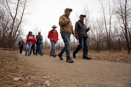 BROOK JONES / WINNIPEG FREE PRESS
People participate in guided walk along the Seine River in Lagimodi&#xe8;re-Gaboury Park by members of Save our Seine. Organizers say 80 people registered for the Seine River Trail Jane's Walk in Winnipeg, Man., during the afternoon of Sunday, May 7, 2023. The citizen-led walking conversations inspired by citizen activist Jane Jacobs take place on the first weekend in May every year. Jane's Walk festivals take place in hundreds of cities around the world with the goal of encouraging people to share stories about their neighbourhoods and discover unseen aspects of their communities. 