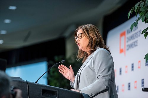 MIKAELA MACKENZIE / WINNIPEG FREE PRESS
 
Premier Heather Stefanson speaks at the Manitoba Chambers of Commerce 2023 Manitoba Economic Summit at the Victoria Hotel in Winnipeg on Friday, May 5, 2023. For Carol story.

Winnipeg Free Press 2023.