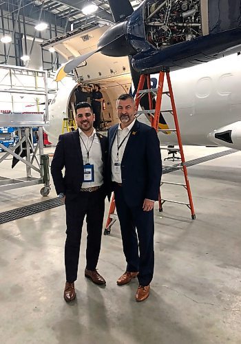 MARTIN CASH / WINNIPEG FREE PRESS

James Ward (l), CEO of Wasaya Airways and Jake Trainor CEO of PAL Aerospace &#x2014; both owned by Exchange Income Corp. &#x2014; in PAL&#x2019;s new Winnipeg heavy maintenance facility. 
May 10, 2023