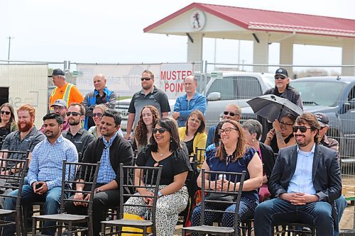 A small crowd of onlookers gather at the site of Waywayseecappo First Nation's new conference centre on Thursday to watch a sod turning ceremony. (Kyle Darbyson/The Brandon Sun)
