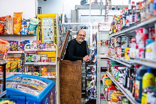 MIKAELA MACKENZIE / WINNIPEG FREE PRESS
 
Monissh Kapoor, owner of Barchet's Grocery, poses for a photo in his shop in Winnipeg on Thursday, May 11, 2023. Monissh is selling the corner store because of health issues. For Gabby story.

Winnipeg Free Press 2023.