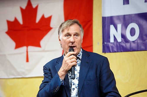 MIKE DEAL / WINNIPEG FREE PRESS
Leader of the People&#x2019;s Party of Canada, Maxime Bernier, speaks to supporters while making a stop at the Park West Inn, 525 Dale Blvd as part of his Summer Leader&#x2019;s tour. 
220823 - Tuesday, August 23, 2022.