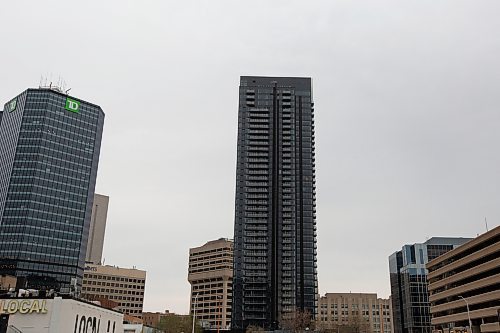 BROOK JONES / WINNIPEG FREE PRESS
Apartments pictued at 300 Main Street (middle) in Winnipeg, Man., Friday, May 12, 2023. 